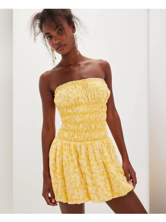 Free People Dresses & Skirts - NWT FREE PEOPLE Annalise Mini Dress in Yellow Floral, size XL